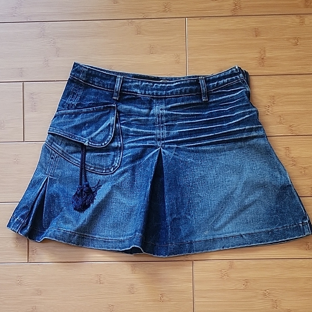 Roberto Cavalli Dark Blue Denim A-Line Mini Skirt